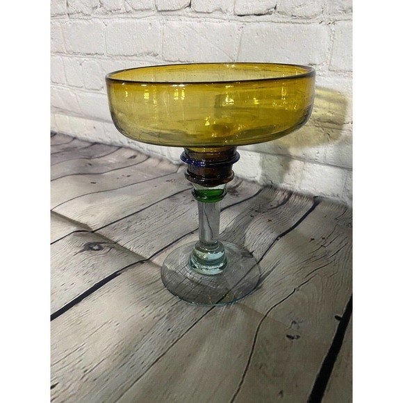 Heavy Mexican hand blown wide Mouth Margarita Glass(4) - Picture 2 of 3